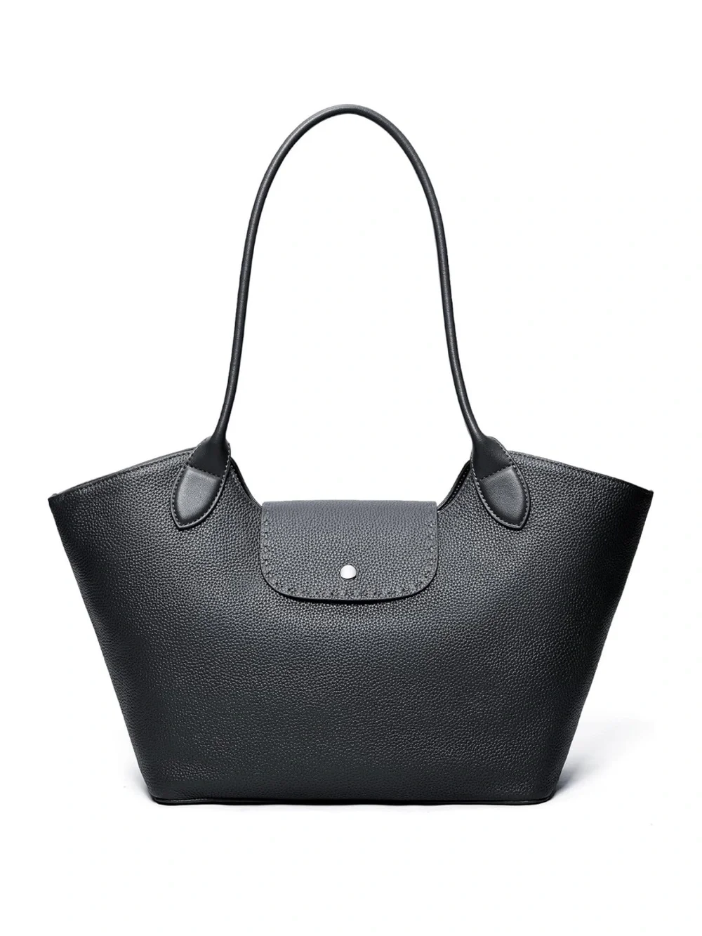 MOORILOOM Black Pebbled Genuine Leather Tote Bag Minimalist Roomy
